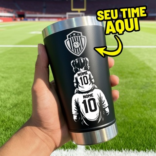 Copo Térmico  Personalizado Pai e Filho Torcedores time 473ML Tampa e Abridor Personalizado em Oferta na Shopee