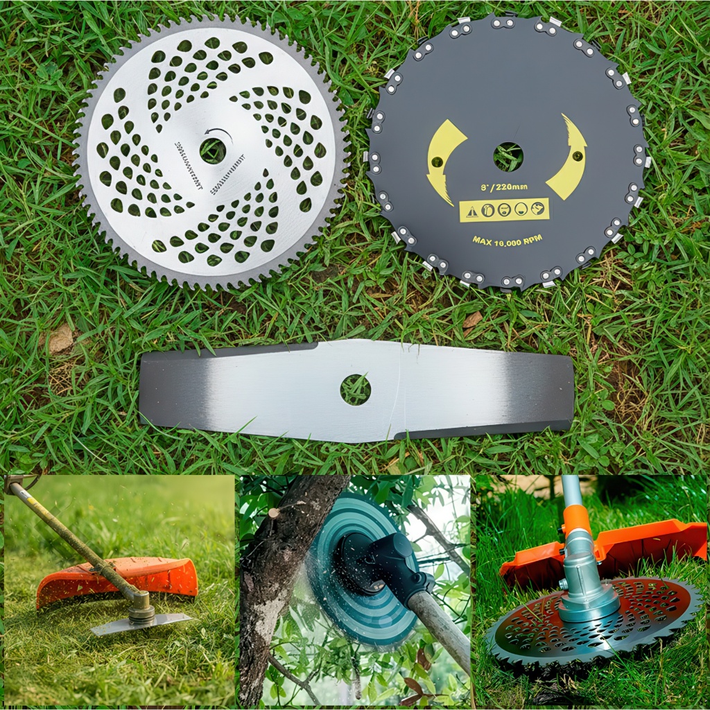 Kit 3 Lâminas E Discos Para Roçadeira Completo Universal Furação de 25,4mm Com A