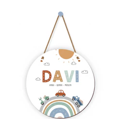 Porta Maternidade Placa Porta Decorativo Com Nome Personalizado MDF 20cm TEMA Carros Decoração Quarto Infantil