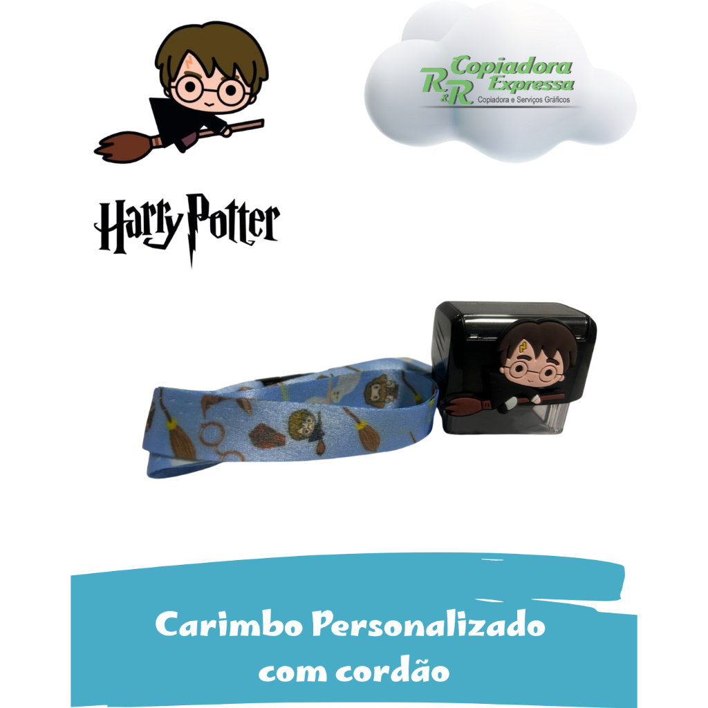 Carimbo Aplique Personalizado Harry Potter com cordão
