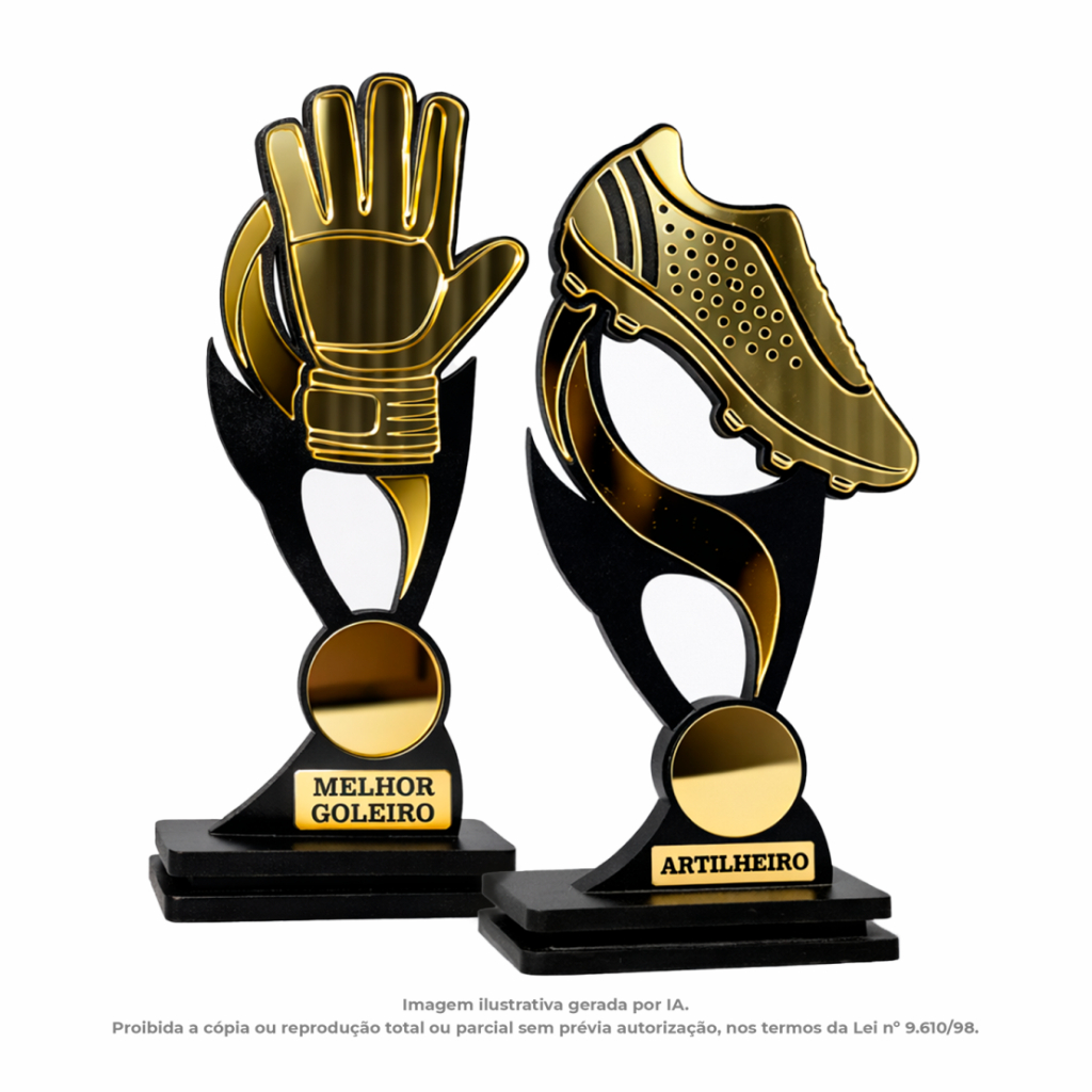 Kit Troféus Futebol Futsal Artilheiro Chuteira Luva Melhor Goleiro Campeonato