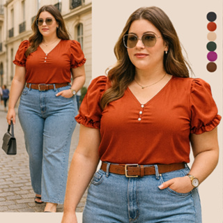 BLUSA PLUS SIZE FEMININA SOLTINHA MODA MODESTA EVANGELICA BLUSAS FEMININAS FEMININO ELEGANTE SOCIAL FRESQUINHA CAMISETA em Oferta na Shopee
