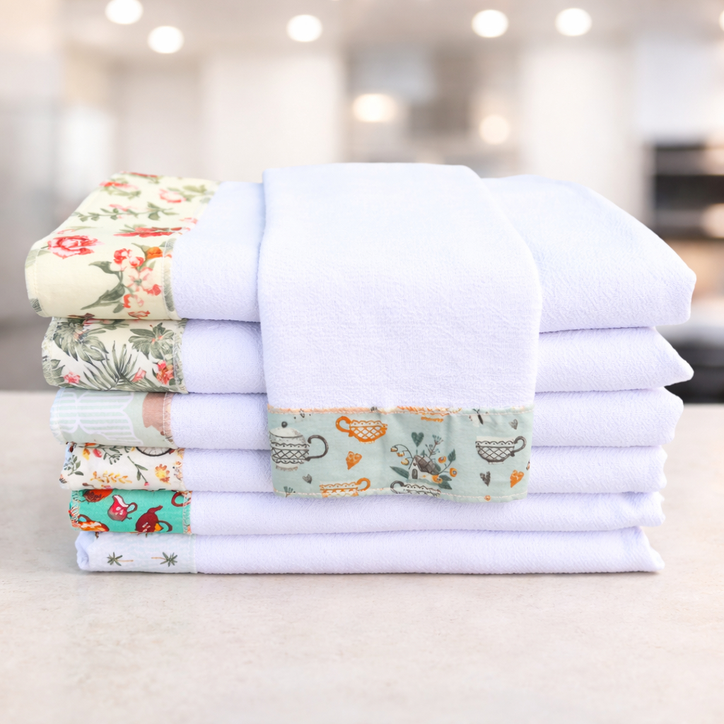 Pano De Prato Encorpado Pé de Galinha Barradinho variados 10 Unid em Oferta na Shopee