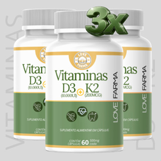 Kit 3 Vitamina D3 + Vitamina K2 Premium | 180Cáps | Envio imediato em Oferta na Shopee