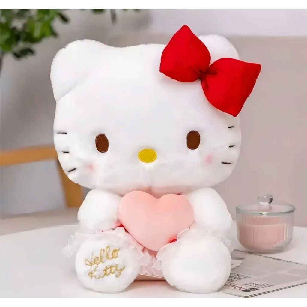 Pelúcia Original Hello Kitty Coração 25cm Sanrio Antialérgico