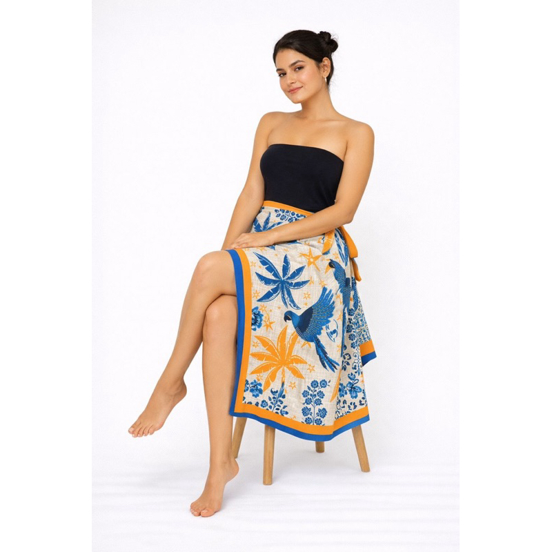 Pareo Canga de praia saída de praia estampada tecido tropical Estampas Exclusivas