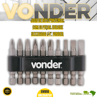Jogo De Bits Ponteiras Com 10 Peças Encaixe Sextavado 1/4" Vonder Oferta Premium Resistente Top Aço em Oferta na Shopee