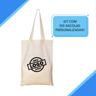 Kit 100 Sacolas TNT 30x40 Ecobag Personalizada com Alça em Oferta na Shopee