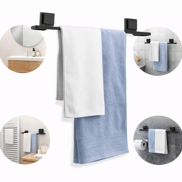 Suporte Porta Toalha De Banho Banheiro Sem Furo 3m Preto em Oferta na Shopee