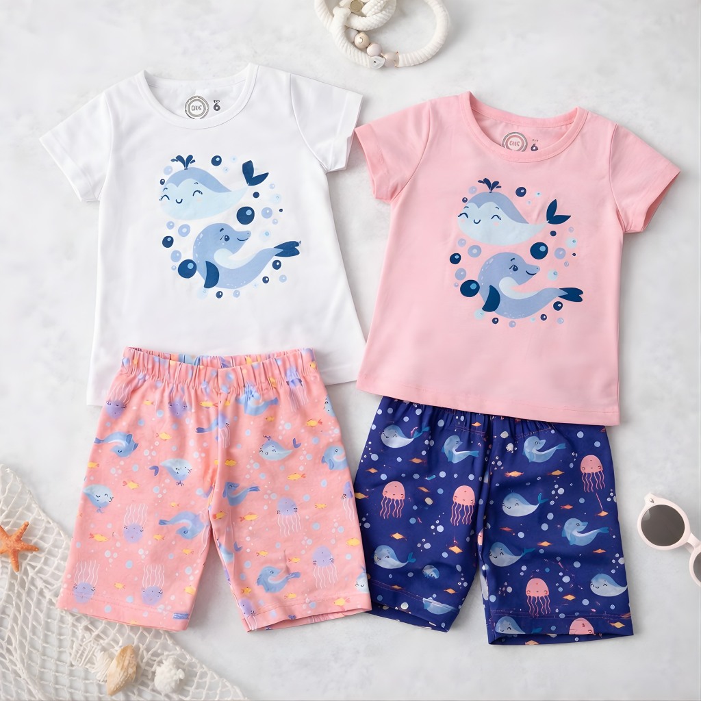 Conjunto Infantil Feminino Verão Roupa de Criança Menina 01 a 10 Anos Envio Rápido
