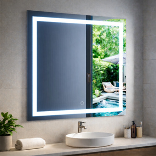 Espelho Quadrado Jateado 90 x 90cm LED Touch Decorativo Moderno Luz Banheiro Sala Quarto Prático em Oferta na Shopee