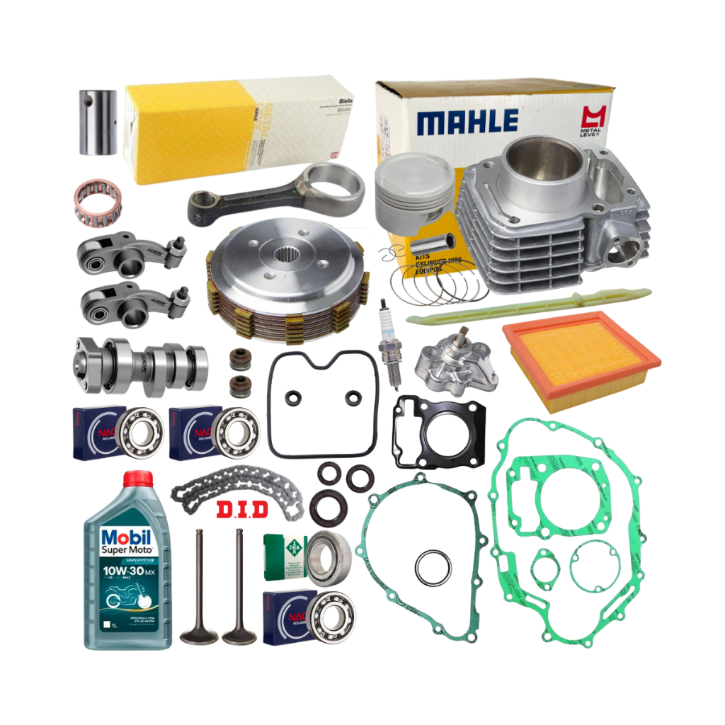 Kit Cilindro Motor CG 150 2009 em diante Rolamentos Juntas Válvulas Corrente Óleo Comando em Oferta na Shopee