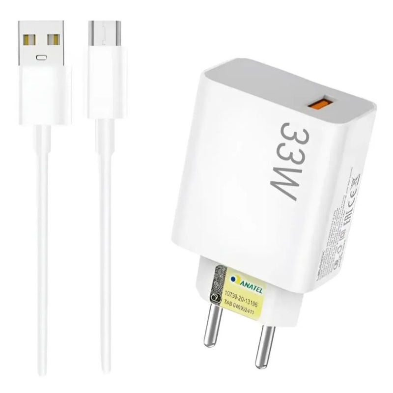Carregador Turbo 33W USB-C Carga Rápida carregador turbo tipo c para celular realme redmi poco xiaomi