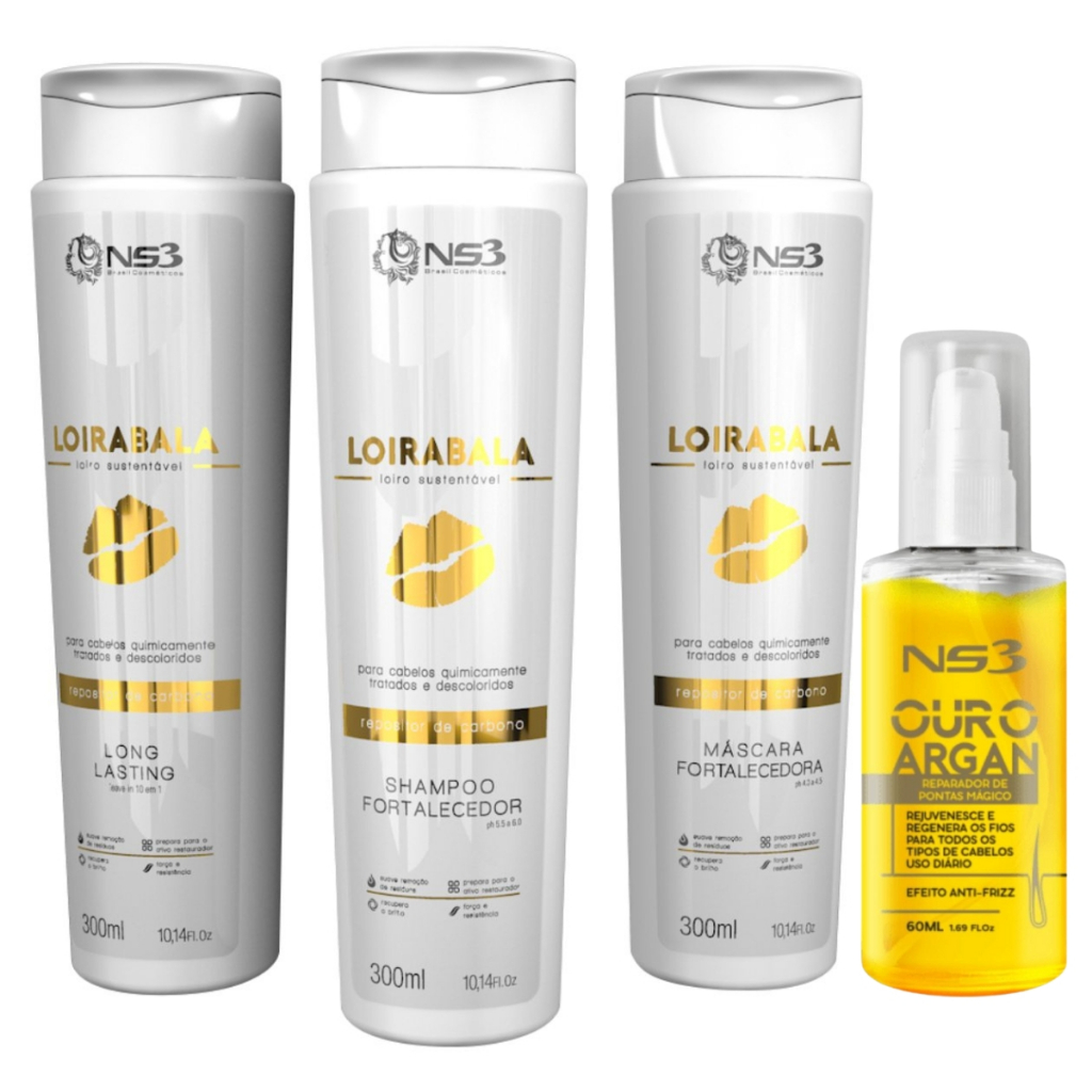 Ns3 Loira Bala Shampoo Máscara Long Lasting Óleo Argan 60ml