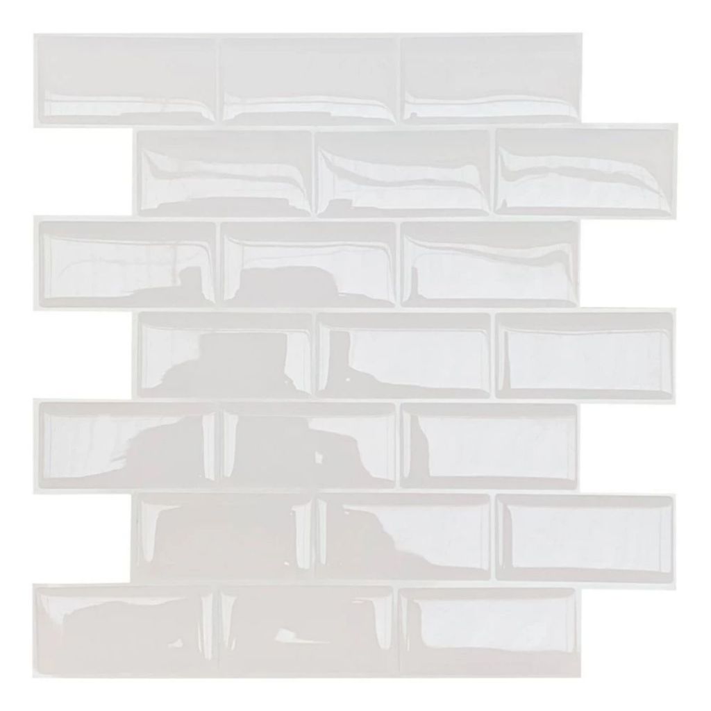 Pastilha Adesiva Resinada Tijolinho Branco Kit 8 Placas