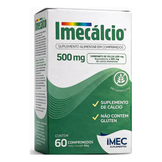 Imecalcio 500mg Cálcio Elementar (1250mg Carbonato De Cálcio) 60cpr Calcio Elementar em Oferta na Shopee