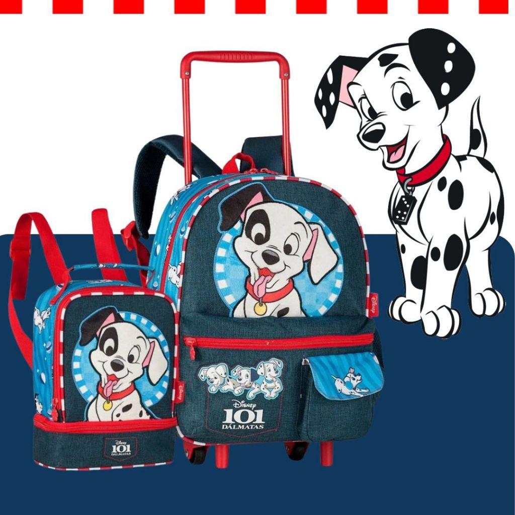 Kit Mochila Infantil com Rodinhas + Lancheira Primeira Infância Escolar Resistente Clio DL27035