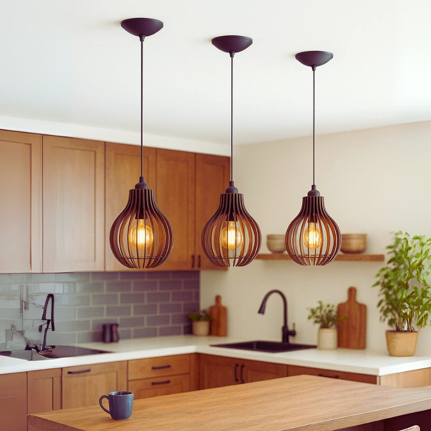 03 Unidades Pendente luminária Área Gourmet De Madeira Balcão de Cozinha - 3cqm em Oferta na Shopee