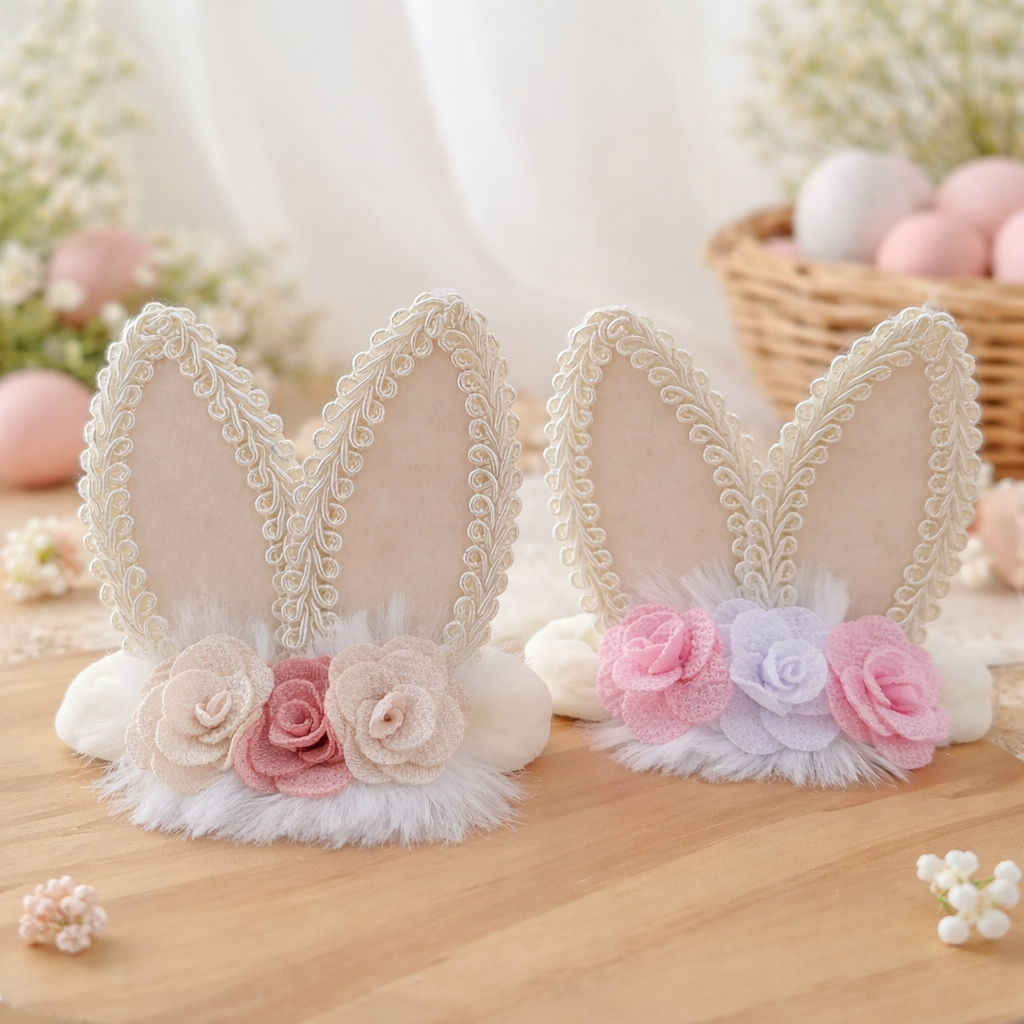 Faixa Infantil Coelhinha da páscoa/ Flores/ Feltro/ Pompom em Oferta na Shopee