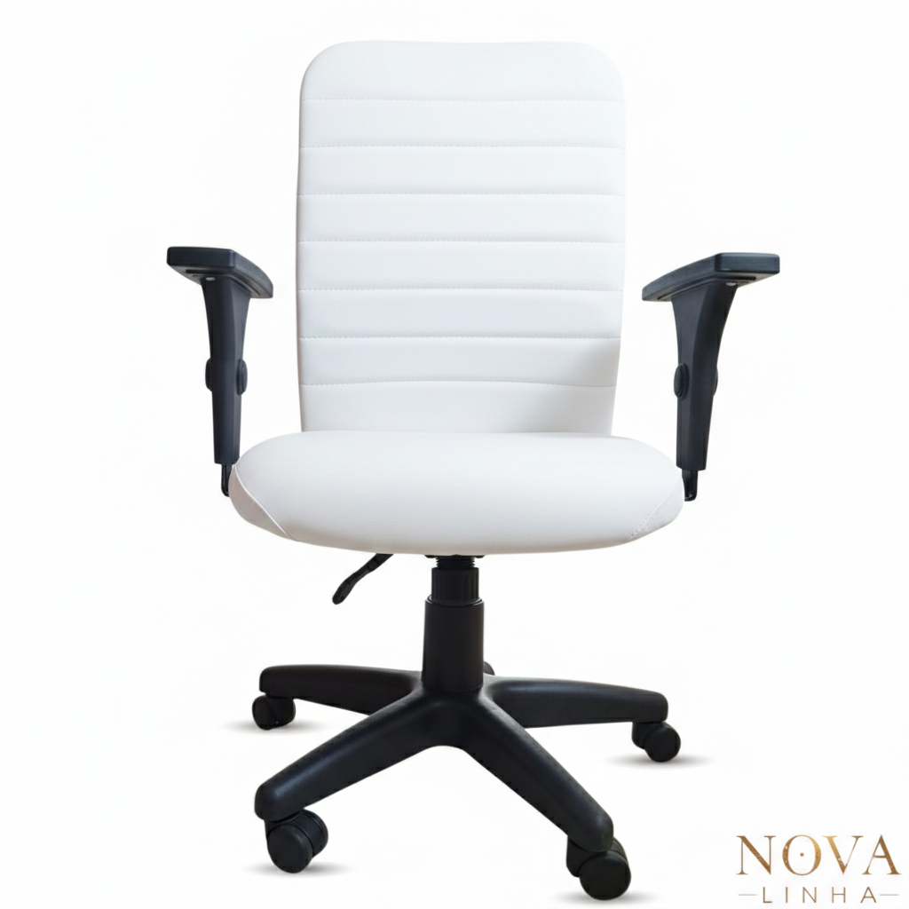 Cadeira Escritório Ergonômica Branca NR17 Giratória Executiva Home Office Braços Reguláveis Rodízios