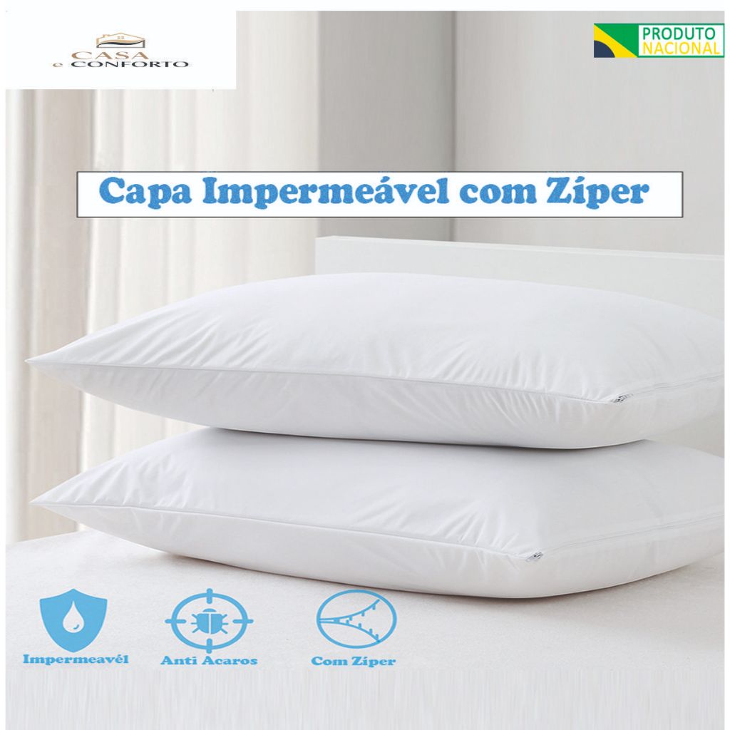 Capa Impermeável Anti-Ruído para Travesseiro  Malha Premium
