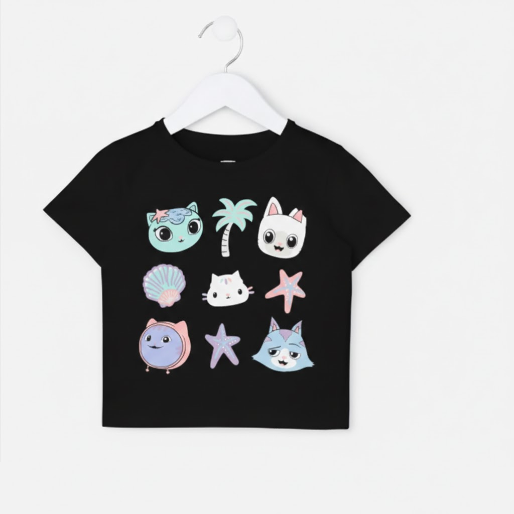 Camiseta Infantil Personagens A casa mágica da Gabby Feminina 100% algodão Confortável Fio 30.1