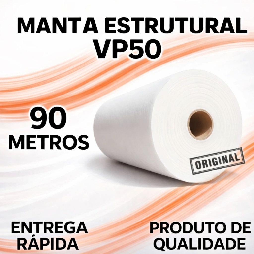 Manta Tipo Bidim VP50 Estrutural 90 Metros Impermeabilização Eficiente