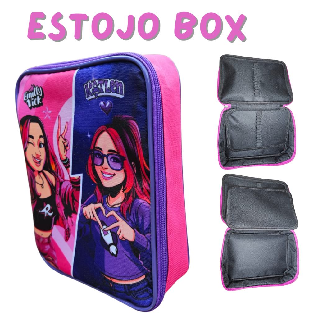 Estojo Escolar Emilly Vick Grande Infantil Com  Dois Compartimentos Com Alça em Oferta na Shopee
