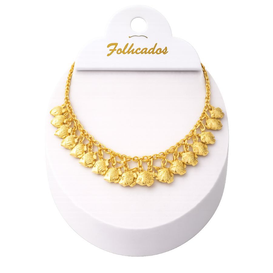 Colar Feminino com Pingentes de Peixes Dourados