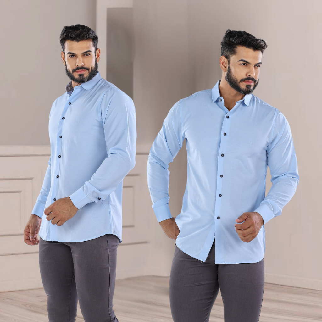 CAMISA SOCIAL MASCULINA TECIDO PREMIUM