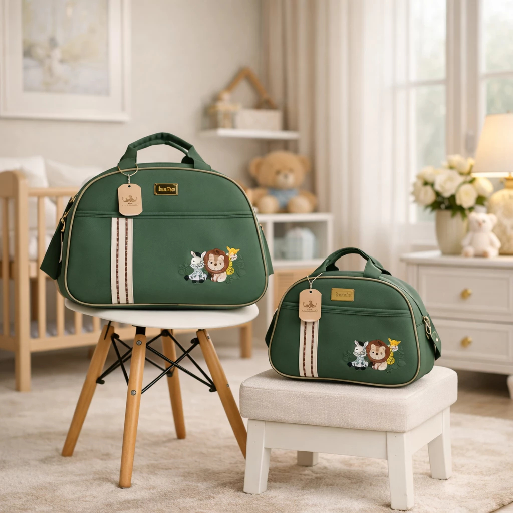 Bolsa Maternidade KIT Menino  2 Peças | Safari com Faixa| Termica e Impermeável