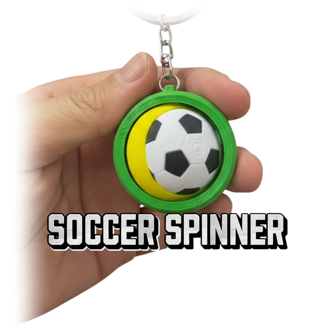 Fidget Spinner Bola de Futebol Antiestresse | Brinquedo Sensorial Giratório | Impressão 3D