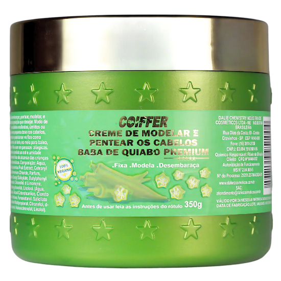 CREME DE MODELAR E PENTEAR OS CABELOS BABA DE QUIABO PREMIUM COIFFER 350G