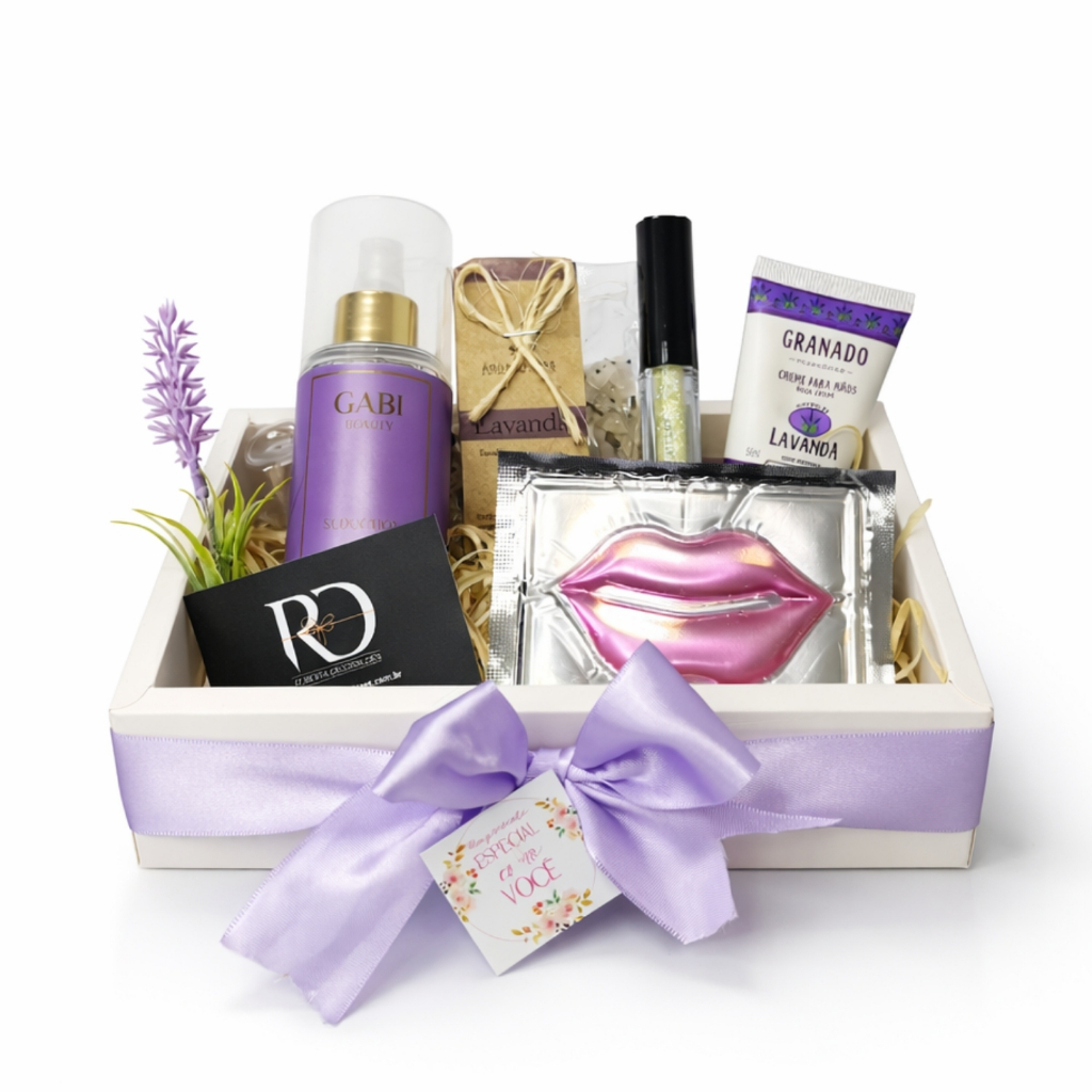 Kit Presente Mulher Spa Relaxante com Body Splash, Creme Granado, Gloss, Escalda Pés.