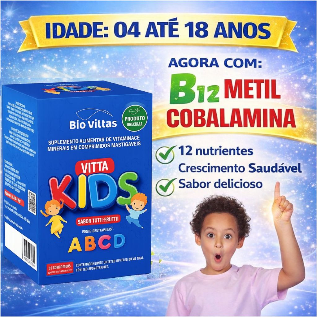 Vitamina Infantil Mastigável  -  Multivitamínico Criança A Z - 60 - 120 Cápsulas Bio Vittas em Oferta na Shopee