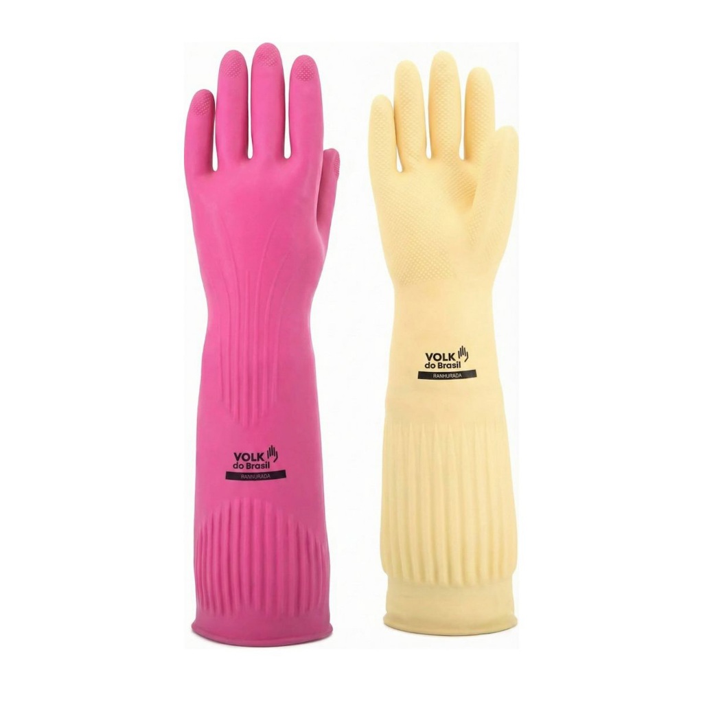 Luva Volk Ranhurada Nitrílica Antialérgica 40cm Limpeza Louça Punho Longo em Oferta na Shopee