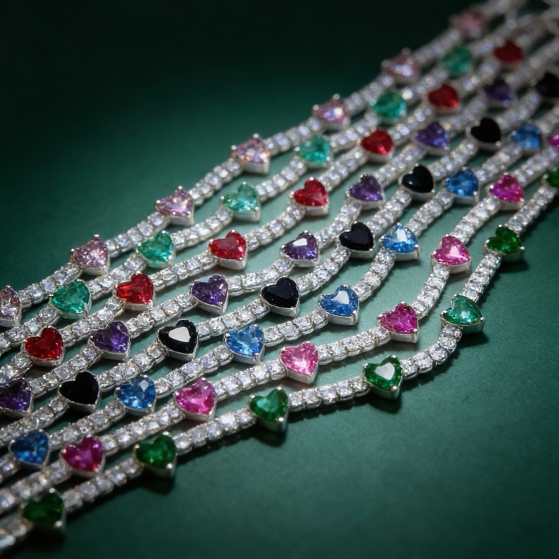 Pulseira em Prata 925 com Corações e Zircônias em Oferta na Shopee