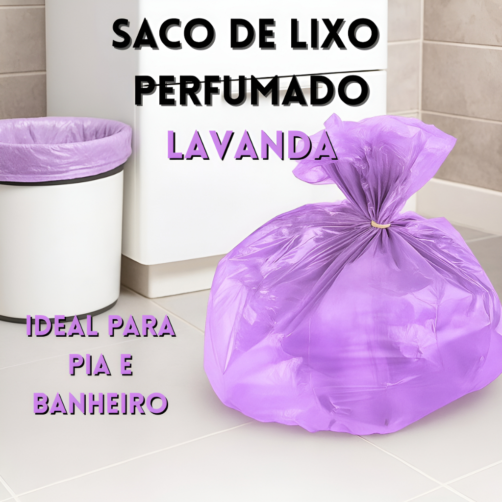Detalhes do Sacos de Lixo Perfumados Lavanda |Kits 40 á 160 Sacos| 34x38cm Para Pia e Banheiro Neutraliza Odores