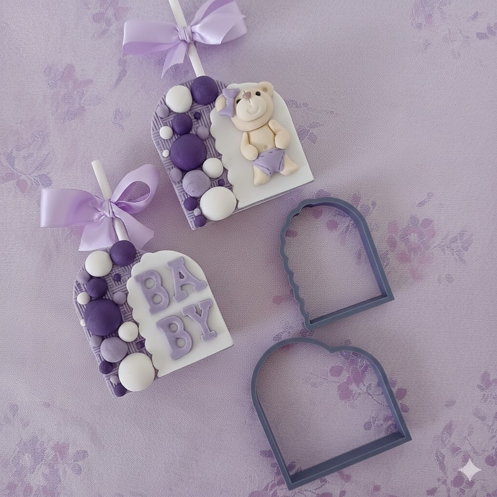 Kit Cortador Moldura 8,3cm x 8,1cm com Babados 3 peças para pasta americana pão de mel - mod. 01 - 27130 em Oferta na Shopee