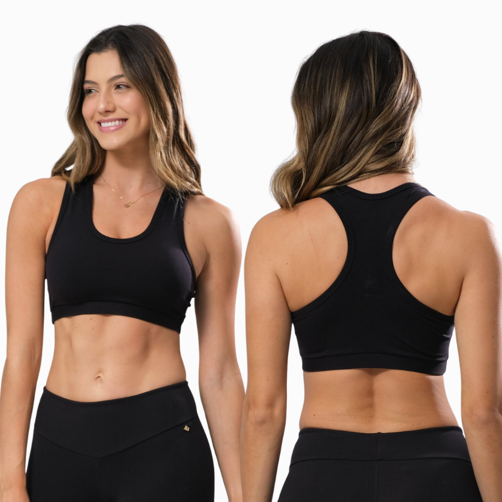 Kit 2 Top Fitness Feminino Sem Bojo em Suplex Forrado Zero Transparência