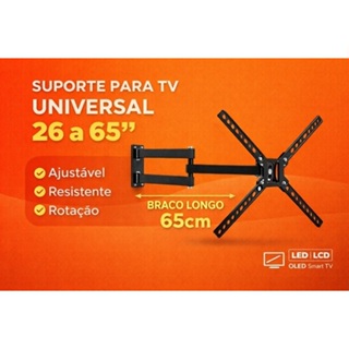 Suporte Tv Parede Braço Longo de 65cm Tri Articulado Com Inclinação Até 65" em Oferta na Shopee