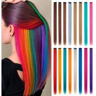 Mecha de Cabelo Colorido com Presilha Tic Tac  55cm – sintética Perucas aplique de cabelo extensão escolha a cor em Oferta na Shopee