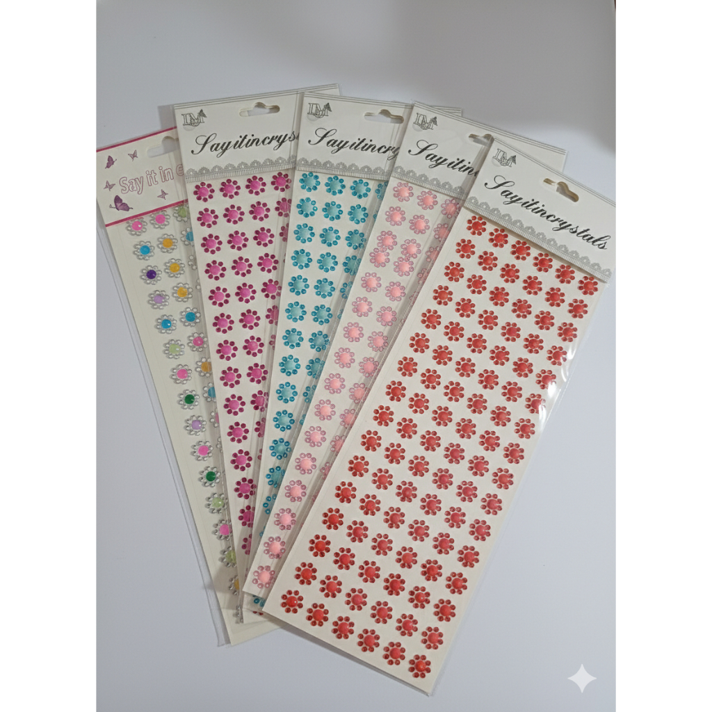 Cartela Adesiva Strass Florzinha Bindi Pet - Kit Penteado Cão e Gato  com 96 Adesivos