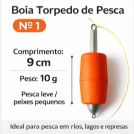 BOIAS MODELO TORPEDO PARA PESCA DO N° 1 AO 5° PARA PESCA DE PEIXES PEQUENOS MEDIOS E GRANDES