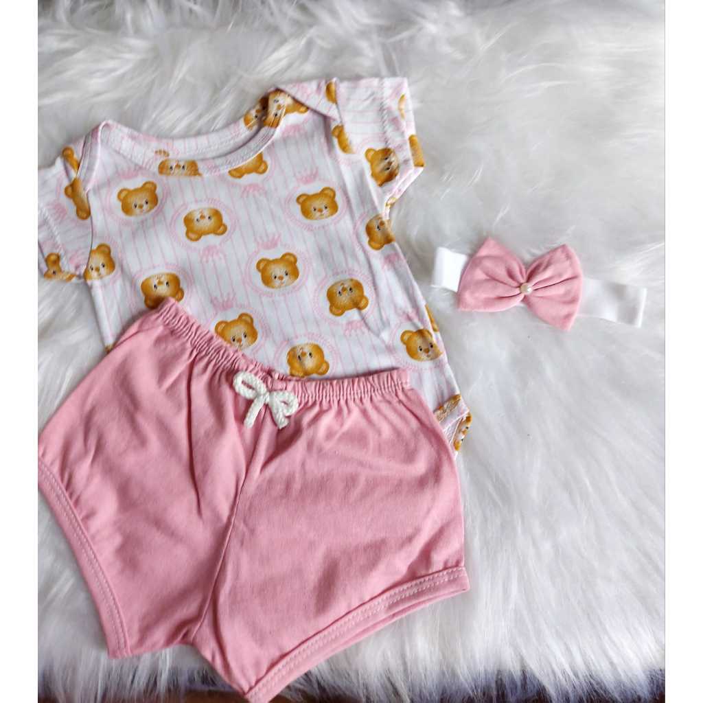 Conjunto feminino baby - moletinho - confortavel e elegante - cores variadas - acompanha laço.