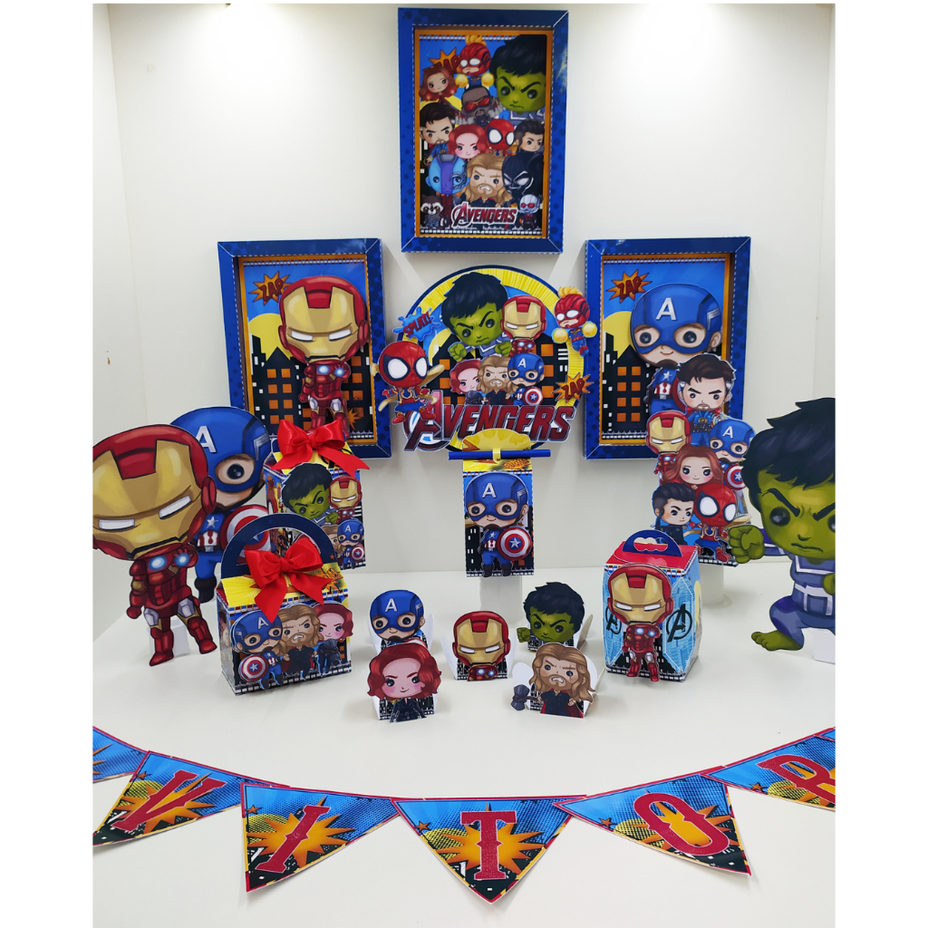 Kit Mesversário/ festa/ aniversário VINGADORES Personalizado | Festa Só Bolinho | Caixa | Lembrancinha