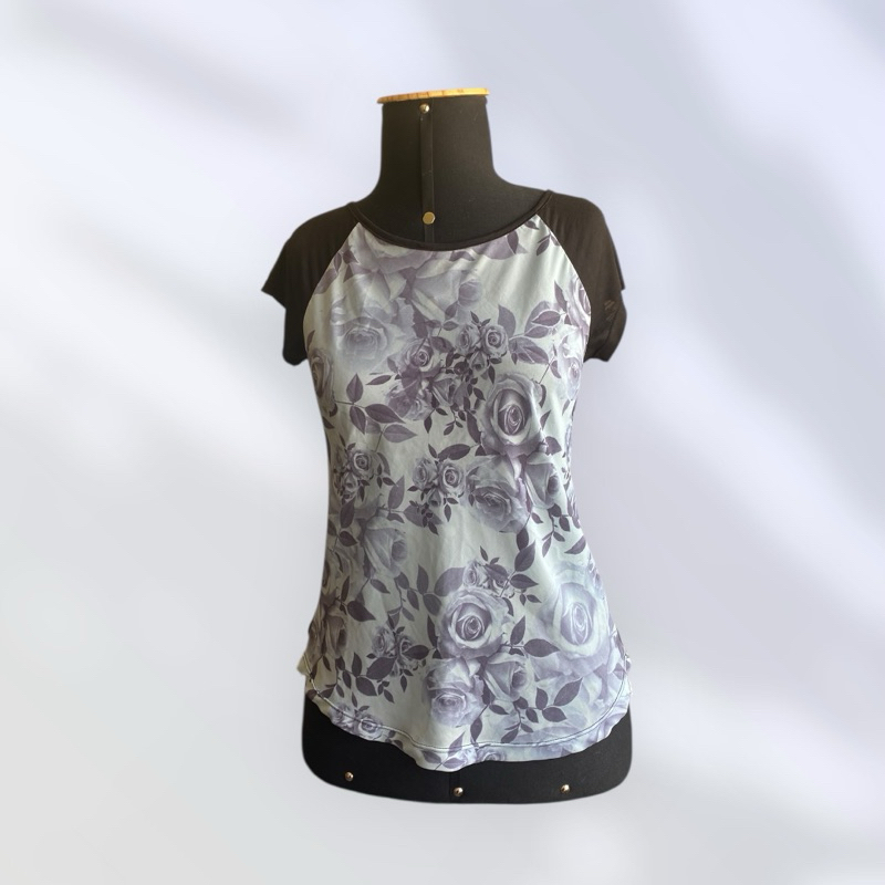 Blusa Grunge Y2K Chiffon Estampado Transparente M/G | Brechó