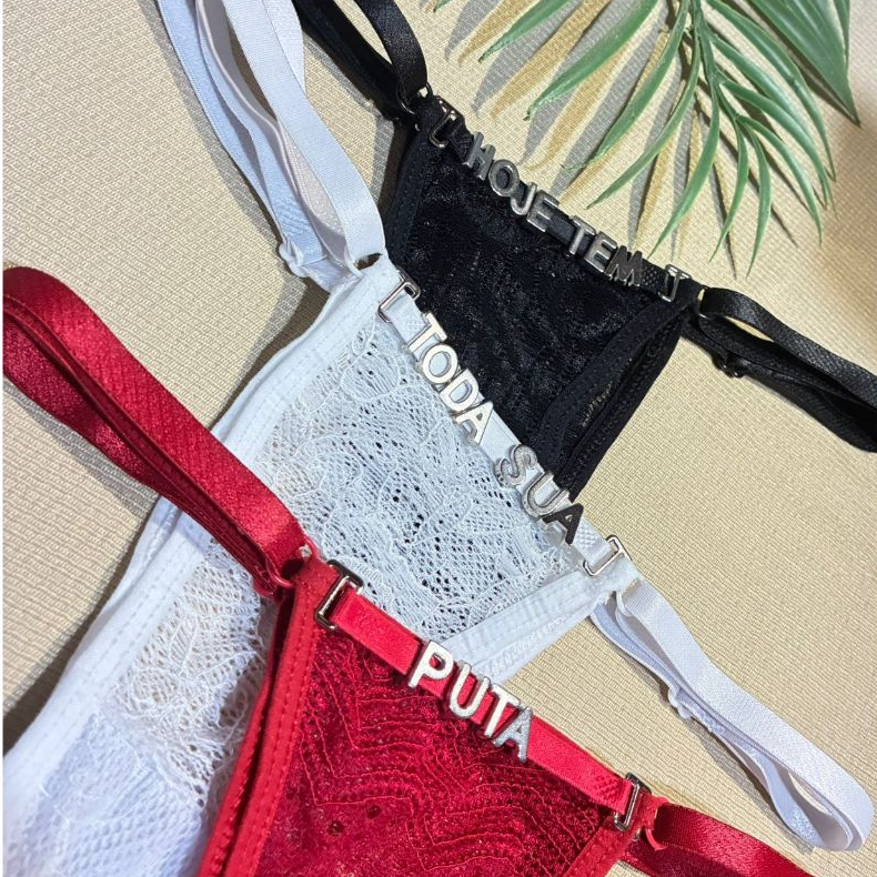 Calcinha tanga sensual personalizada com nome e palavras atrás com calcinha reguladora em Oferta na Shopee