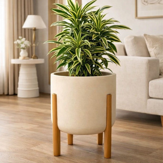 Vaso de Planta com Pé de Madeira - Vaso Nórdico com Suporte em Oferta na Shopee