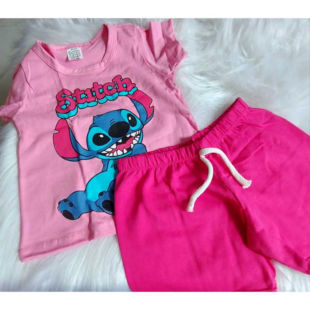 Conjunto infantil shorts e camiseta - estampas variadas - feminino.